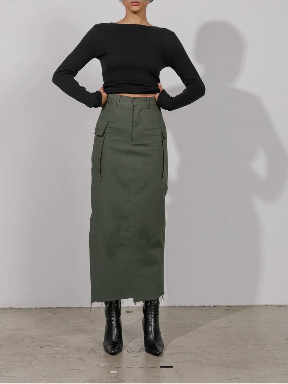 Local European Olive Cargo Skirt-Pants